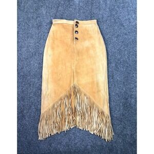 Pam Dietrich Deerskin Leather Fringe Skirt Sterling Concho Western Handmade
